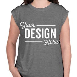 Bella + Canvas Women's Flowy Rolled Cuff T-shirt - Color: Dark Grey Heather