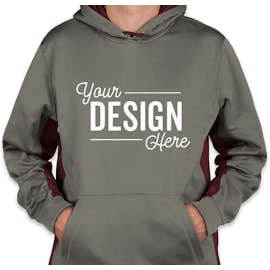 Sport-Tek Colorblock Performance Pullover Hoodie - Color: Dark Smoke Grey / Maroon