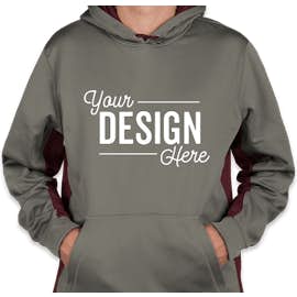 Sport-Tek Colorblock Performance Pullover Hoodie - Color: Dark Smoke Grey / Maroon