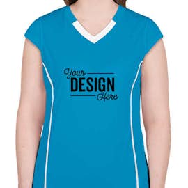 Augusta Women's Contrast V-Neck Volleyball Jersey - Color: Power Blue / White