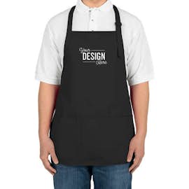 Port Authority Stain Release Medium Length Apron - Screen Printed - Color: Black