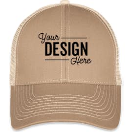 Mega Cap Contrast Stitch Trucker Hat - Color: Khaki / Beige