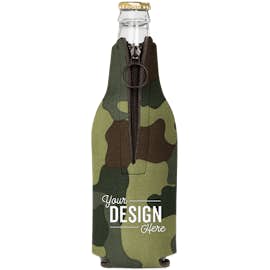 Foldable Foam Zipper Bottle Cooler - Color: Green Camo