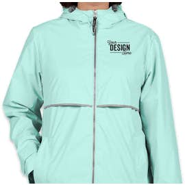 Charles River Women's New Englander Hooded Rain Jacket - Color: Aqua / Reflective