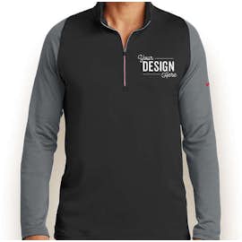 Nike Dri-FIT Stretch Quarter Zip Pullover - Color: Black / Dark Grey / Gym Red