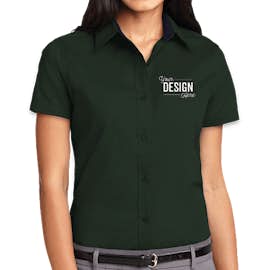 Port Authority Women's Short Sleeve Easy Care Shirt - Color: Dark Green/Navy
