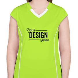 Augusta Women's Contrast V-Neck Volleyball Jersey - Color: Lime / White