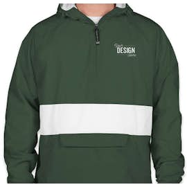 Charles River Classic Striped Hooded Packable Anorak - Color: Forest / White