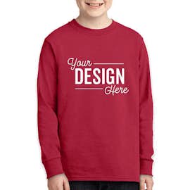 Port & Company Youth Core Cotton Long Sleeve T-shirt - Color: Red