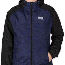 Sport-Tek Women's Heather Raglan Hooded Full Zip Jacket - Color: True Royal Heather / Black