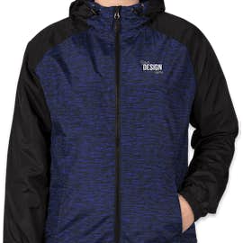 Sport-Tek Women's Heather Raglan Hooded Full Zip Jacket - Color: True Royal Heather / Black