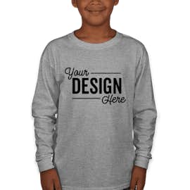 Canada - Gildan Youth Ultra Cotton Long Sleeve T-shirt - Color: Sports Grey