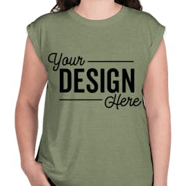 Bella + Canvas Women's Flowy Rolled Cuff T-shirt - Color: Heather Olive