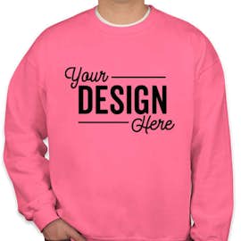 Gildan Midweight 50/50 Crewneck Sweatshirt - Color: Safety Pink
