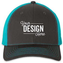 Richardson Snapback Trucker Hat - Color: Charcoal / Neon Blue