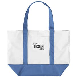 Large Poly Zippered Boat Tote - Color: White / Royal
