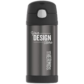 Thermos 12 oz. Stainless Steel Kids Water Bottle with Straw - Color: Black