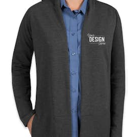 Port Authority Women's Premium Interlock Cardigan - Color: Charcoal Heather / Medium Heather Grey
