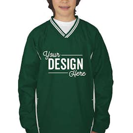 Sport-Tek Youth Tipped V-Neck Windshirt - Color: Forest Green / White