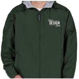 Port Authority Lined Hooded Team Jacket - Color: Hunter / Light Oxford