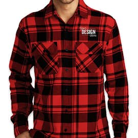 Port Authority Plaid Flannel Shirt - Color: Engine Red / Black