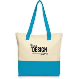 Port Authority Medium Colorblock Cotton Tote - Color: Natural / Turquoise