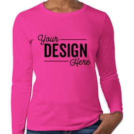 Gildan Women's 100% Cotton Long Sleeve T-shirt - Color: Heliconia