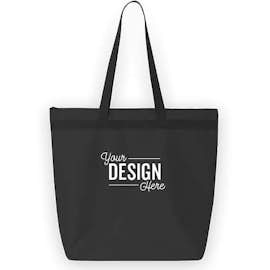Large Recycled Poly Zippered Tote - Color: Black