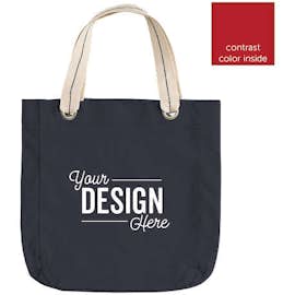Port Authority Garment Washed Cotton Canvas Contrast Tote - Color: Navy