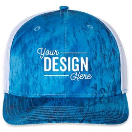 Richardson Patterned Snapback Trucker Hat - Color: Realtree Fishing Ligh Blue / White