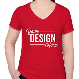 Canada - Gildan Women's 100% Cotton V-Neck T-shirt - Color: Red