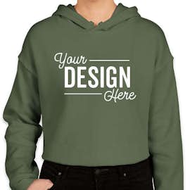 Bella + Canvas Women's Drop Shoulder Cropped Hoodie - Color: Military Green