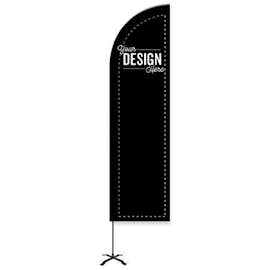 Full Color 8' Portable Feather Flag with Cross Base - Color: Black