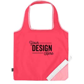 Contrast Foldaway Shopper Tote - Color: Peony Pink / Deep Pink
