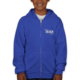 Hanes Youth EcoSmart 50/50 Zip Hoodie - Color: Deep Royal