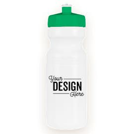 24 oz. Bike Water Bottle - Color: White / Kelly Green