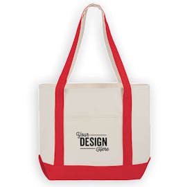 Medium 100% Cotton Boat Tote - Color: Red