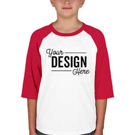 Sport-Tek Youth Raglan T-shirt - Color: White / Red