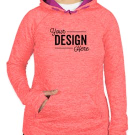 J. America Women's Cosmic Performance Pullover Hoodie - Color: Fire Coral / Magenta
