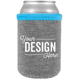 Heathered Jersey Neoprene Can Cooler - Color: Charcoal Gray / Light Blue / Light Blue