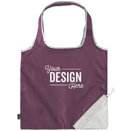 Contrast Foldaway Shopper Tote - Color: Plum / Silver