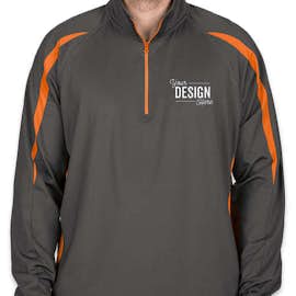 Sport-Tek Contrast Performance Half Zip Pullover - Color: Charcoal Grey / Deep Orange
