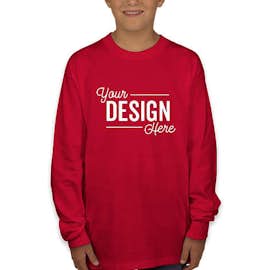 Hanes Youth Authentic Long Sleeve T-shirt - Color: Deep Red