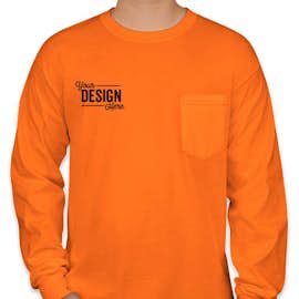 Canada - Gildan Ultra Cotton Long Sleeve Pocket T-shirt - Color: Safety Orange