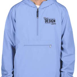 Charles River Pack-N-Go Hooded Packable Anorak - Screen Printed - Color: Columbia Blue