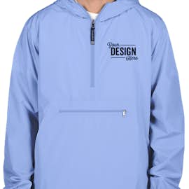 Charles River Pack-N-Go Hooded Packable Anorak - Screen Printed - Color: Columbia Blue