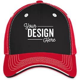 Sportsman Tri-Color Contrast Stitched Hat - Color: Black / Red
