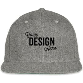 Yupoong Wool Flat Bill Snapback Hat - Color: Heather Grey