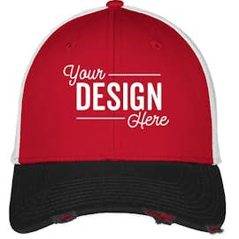 New Era 39THIRTY Distressed Stretch Fit Mesh Hat - Color: Black / Scarlet / White