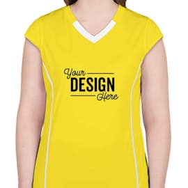 Augusta Women's Contrast V-Neck Volleyball Jersey - Color: Power Yellow / White